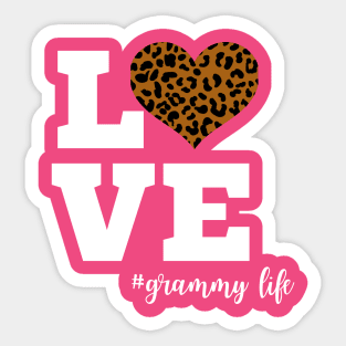 Love Grammy Life Leopard Print Heart Sticker